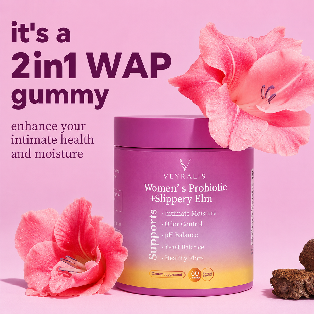 Veyralis Women’s Probiotic + Slippery Elm Gummies